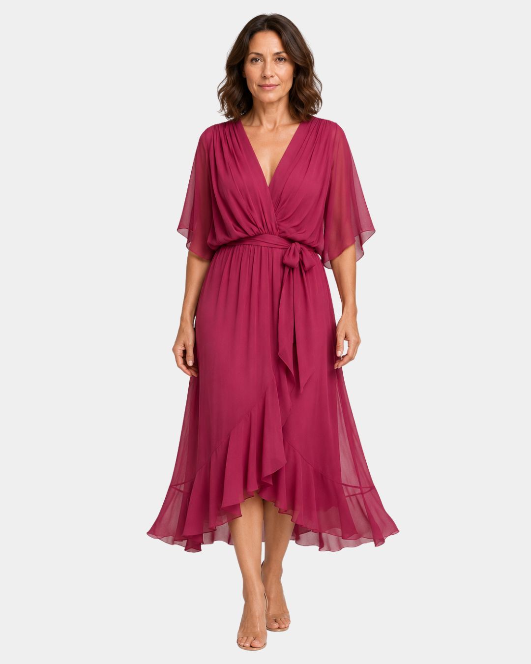 Carmen | Chiffon Dress with V-Neck