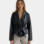 Jolysse | Manteau enveloppant en simili cuir