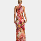 Cyanelle | Floral halter-neck maxi dress