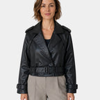Aigline | Veste trench courte en faux cuir