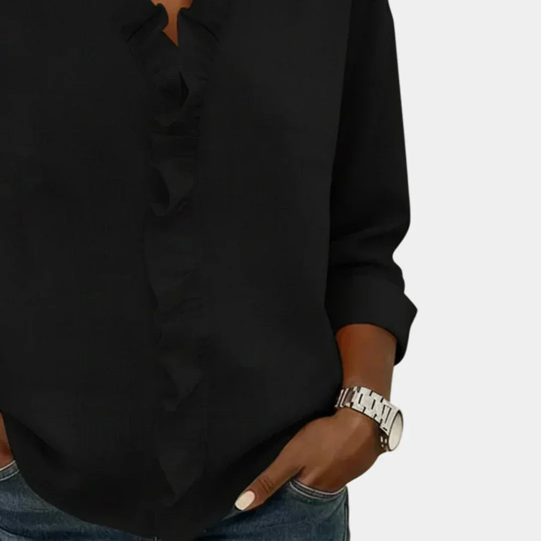 Flavie | Blouse with a V-neck and delicate ruffles