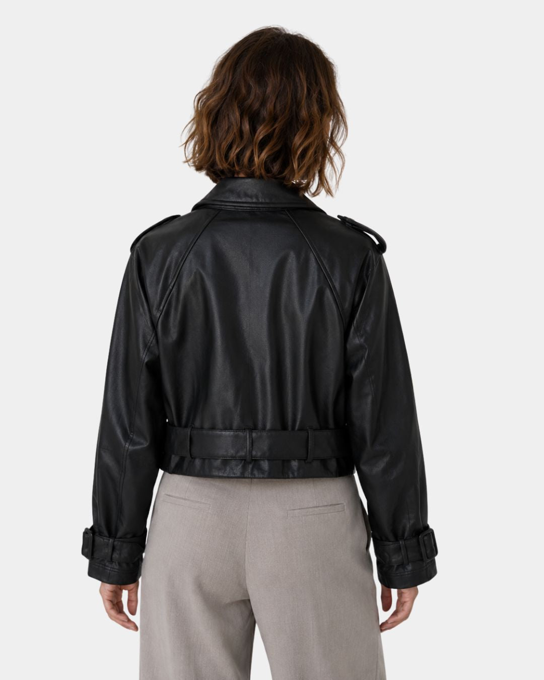 Aigline | Veste trench courte en faux cuir