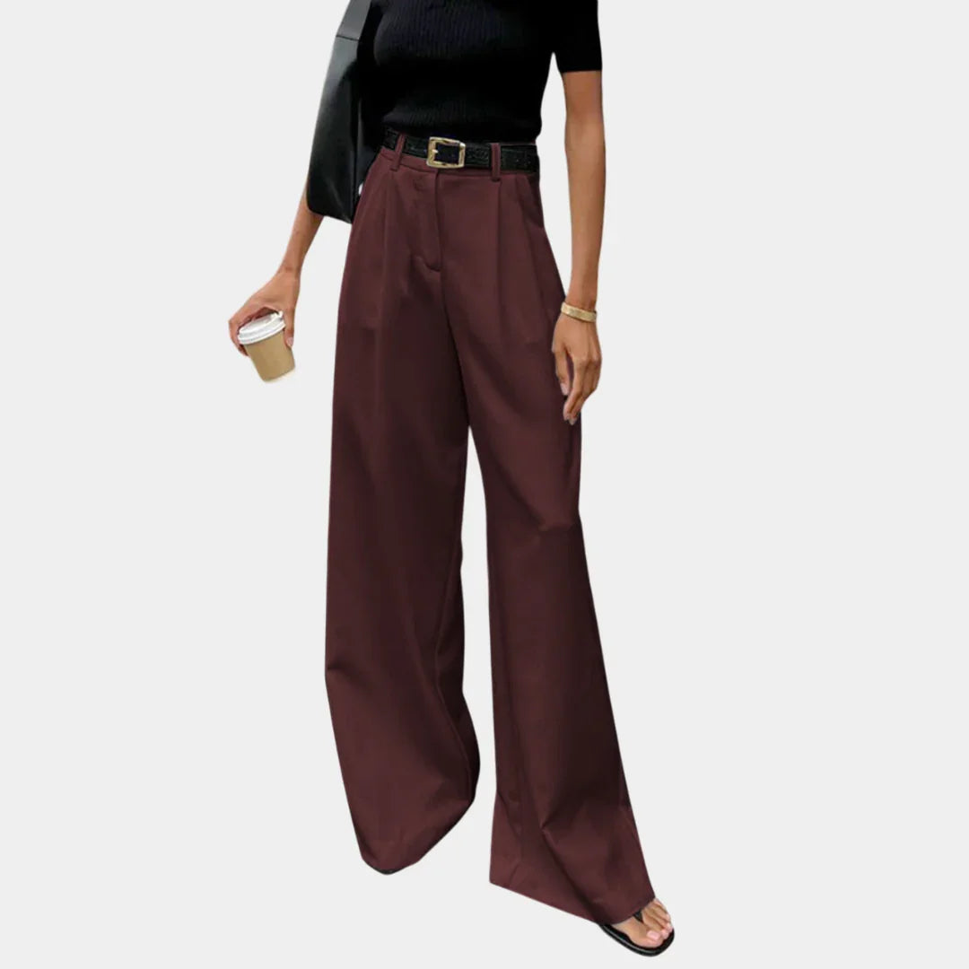 Flore | Solid Wide Leg Trousers Without Belt