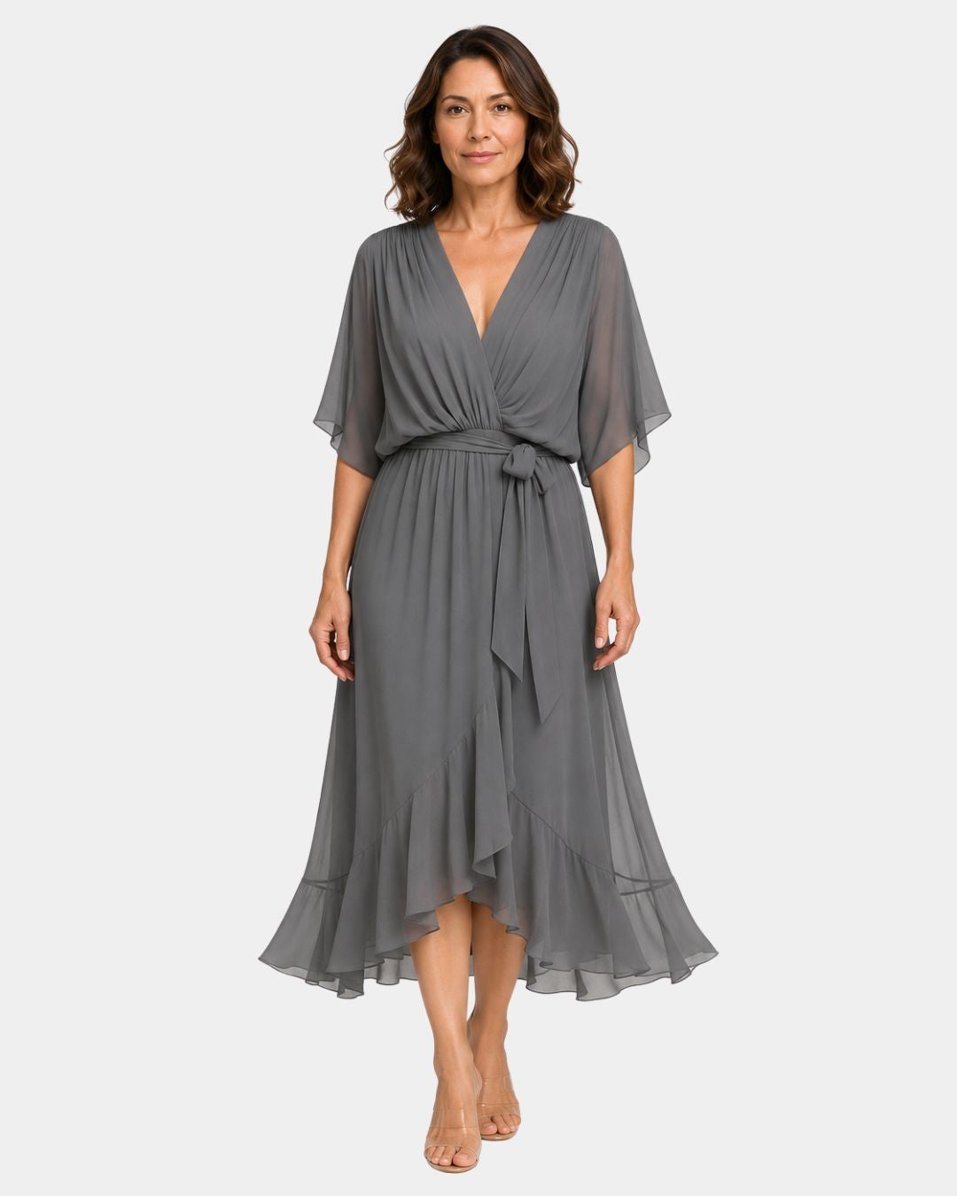 Carmen | Chiffon Dress with V-Neck