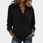 Flavie | Blouse with a V-neck and delicate ruffles