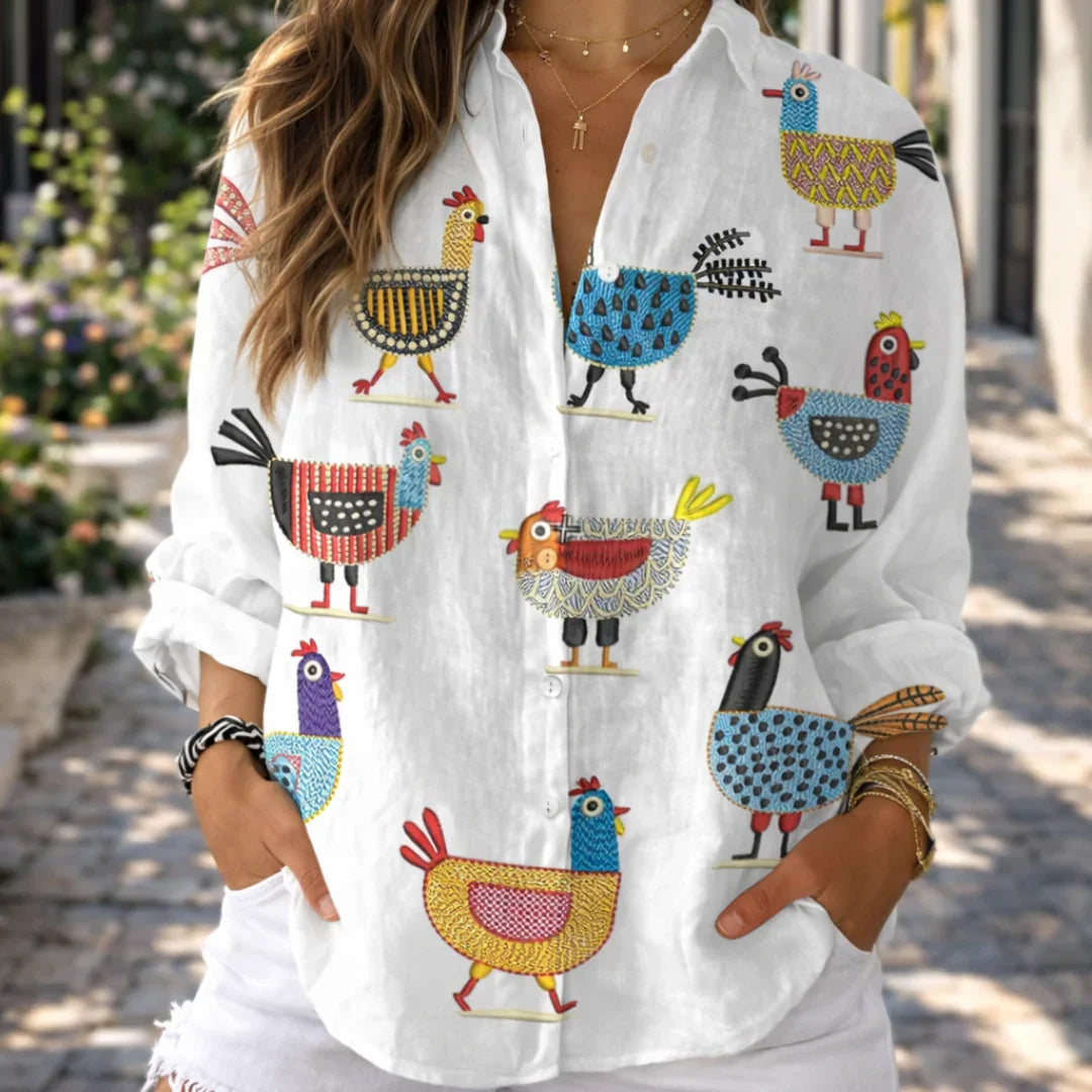 Ingrid | Playful Chicken Blouse