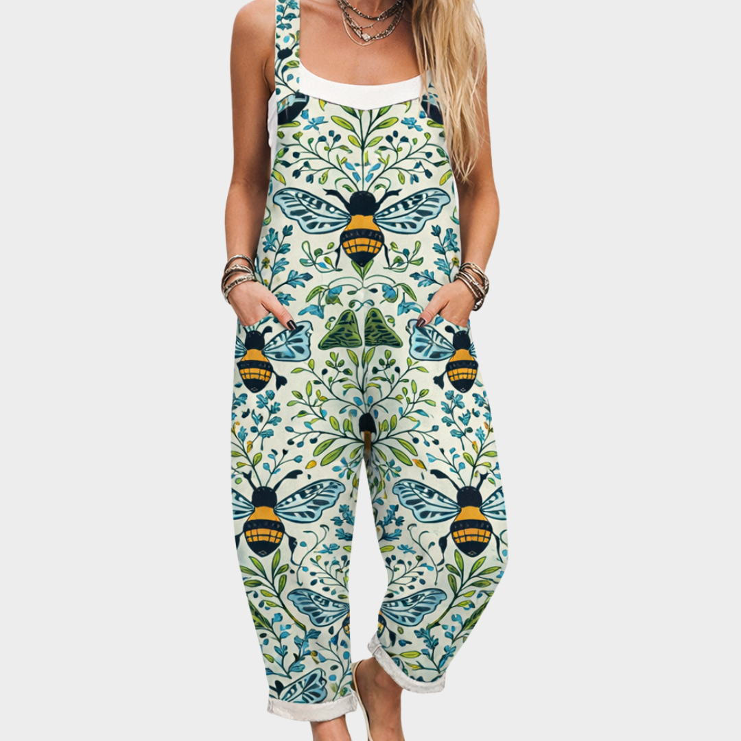 Maëlys | Botanical Bee-Print Jumpsuit