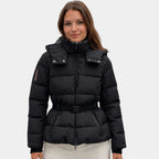 Eléanne | Manteau puffer noir avec ceinture