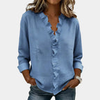 Flavie | Blouse with a V-neck and delicate ruffles