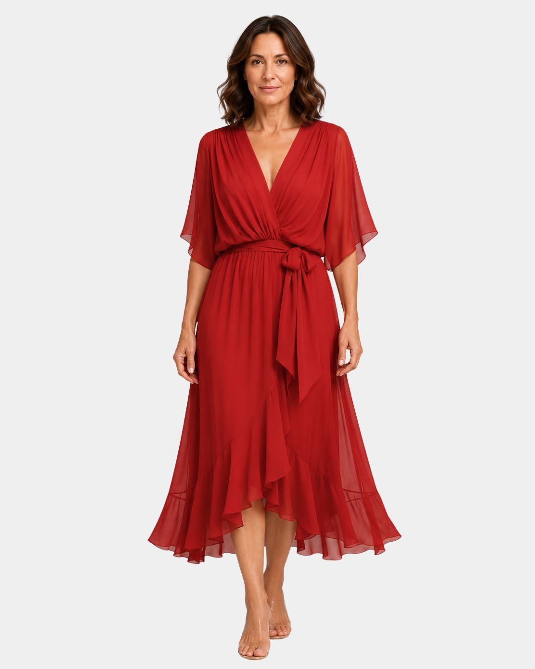 Carmen | Chiffon Dress with V-Neck