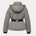 Élodiane | Veste doudoune beige à motifs avec ceinture