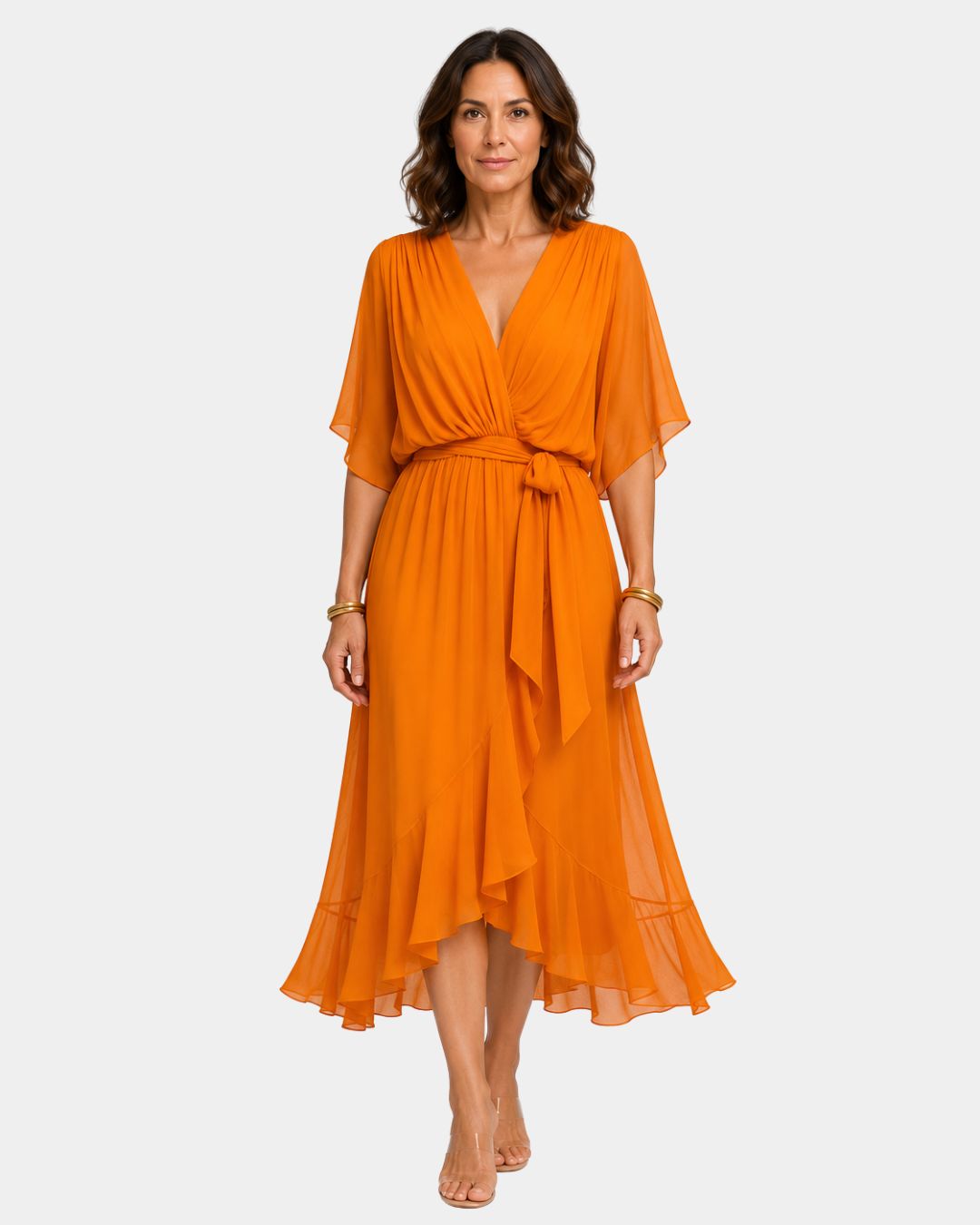 Carmen | Chiffon Dress with V-Neck