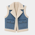 Sylianne | Gilet en denim vintage avec doublure en fourrure
