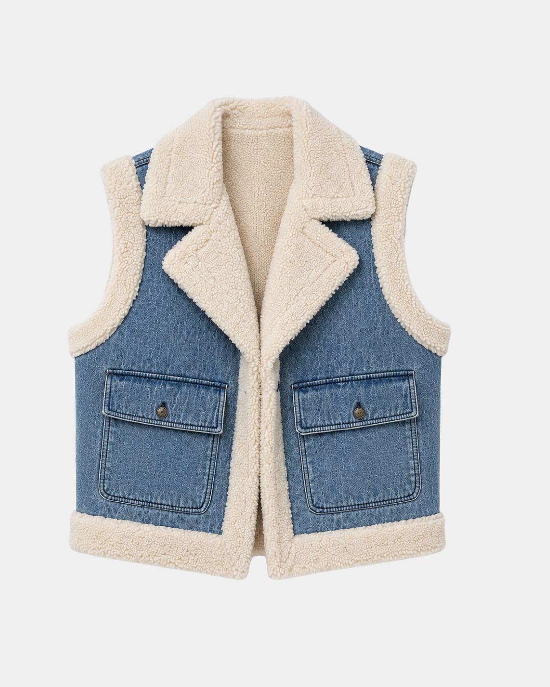 Sylianne | Gilet en denim vintage avec doublure en fourrure