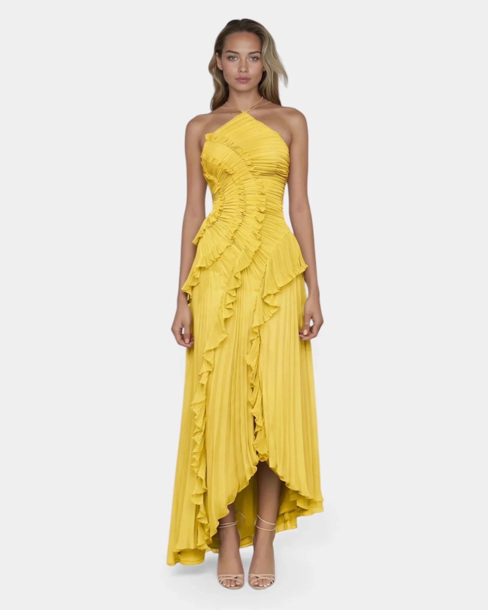 Feodora I Lavender Asymmetrical Maxi Dress with Ruffles