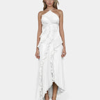 Feodora I Lavender Asymmetrical Maxi Dress with Ruffles