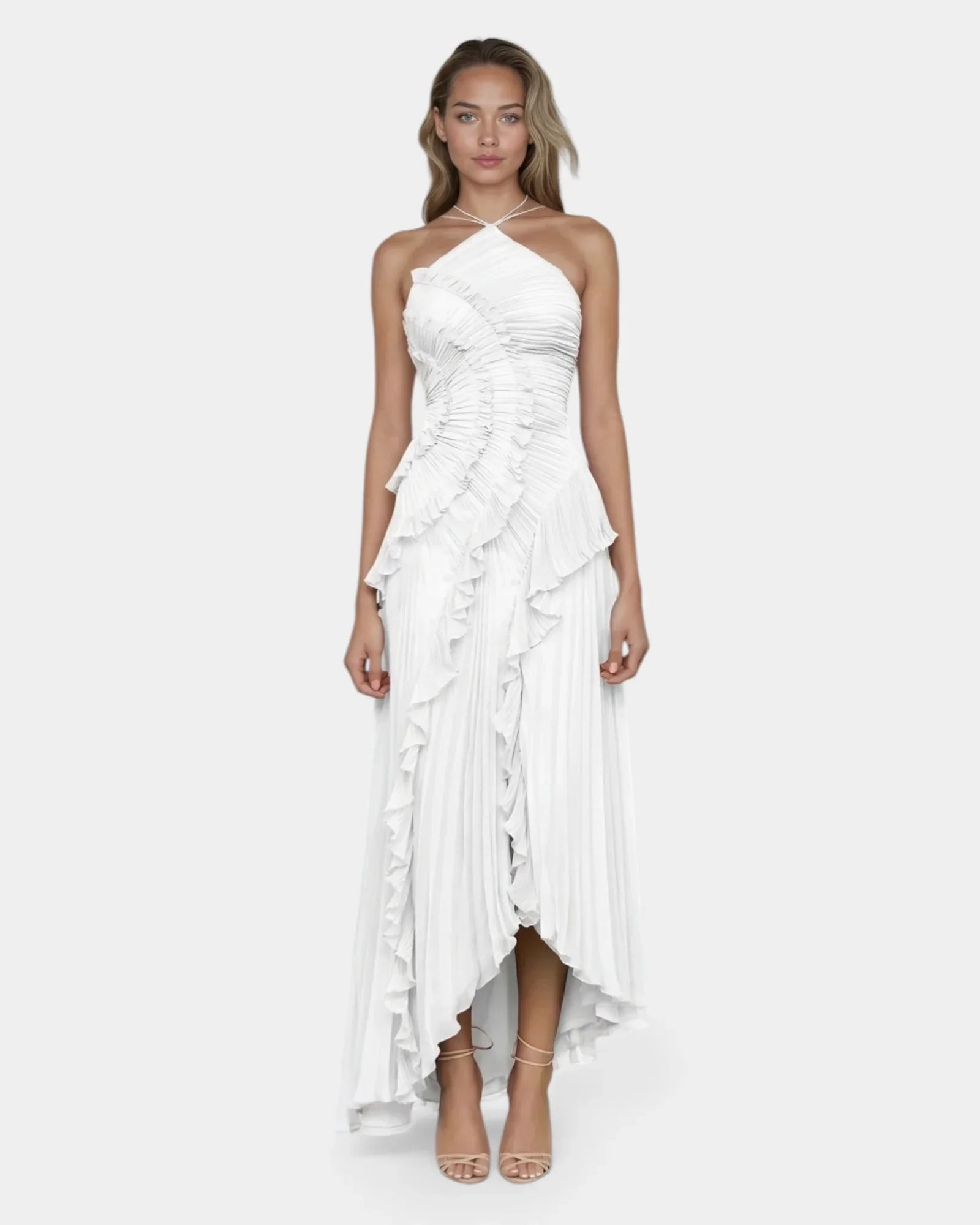Feodora I Lavender Asymmetrical Maxi Dress with Ruffles