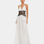 Pomeline | Polka dot maxi dress with elegant lace