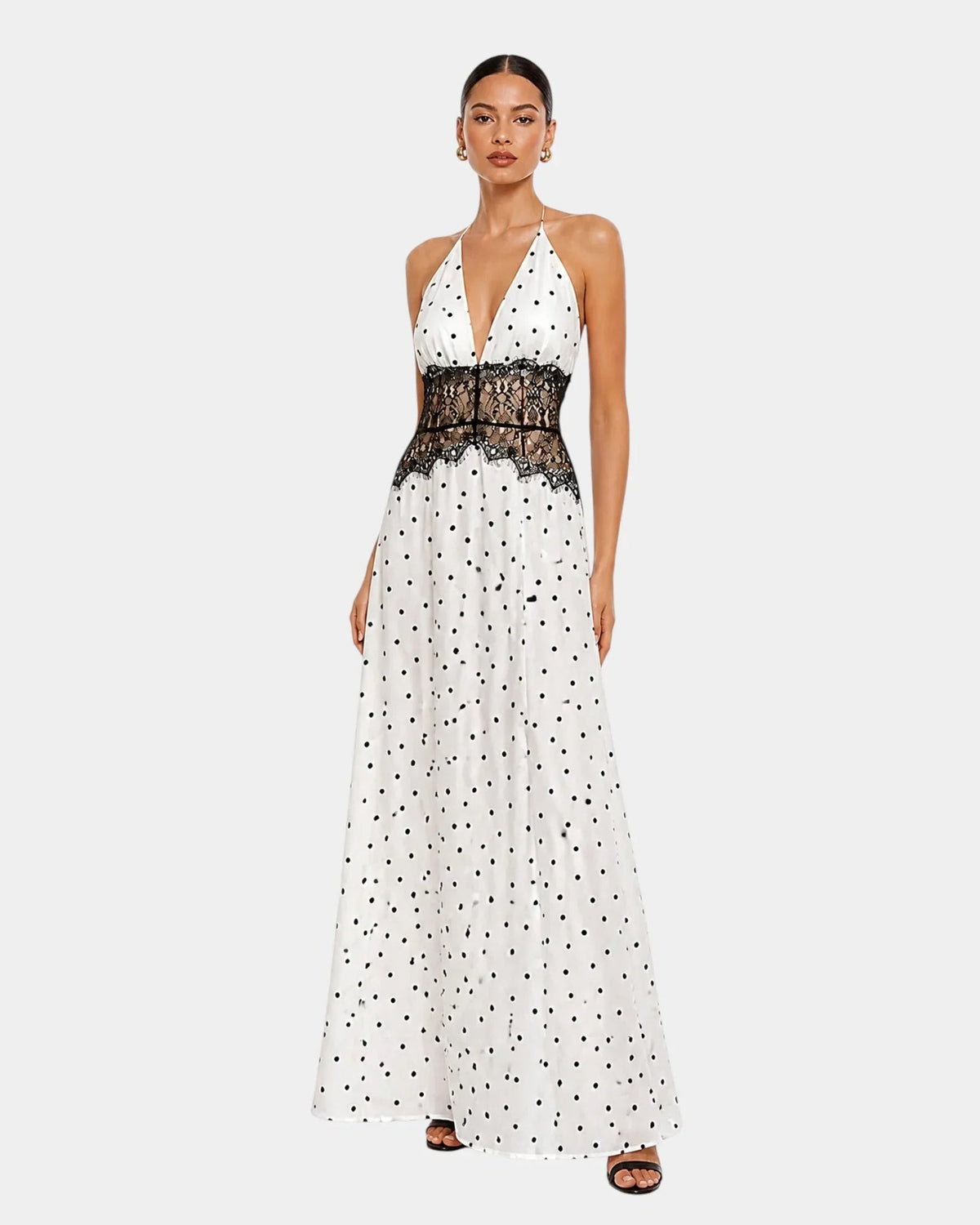 Pomeline | Polka dot maxi dress with elegant lace