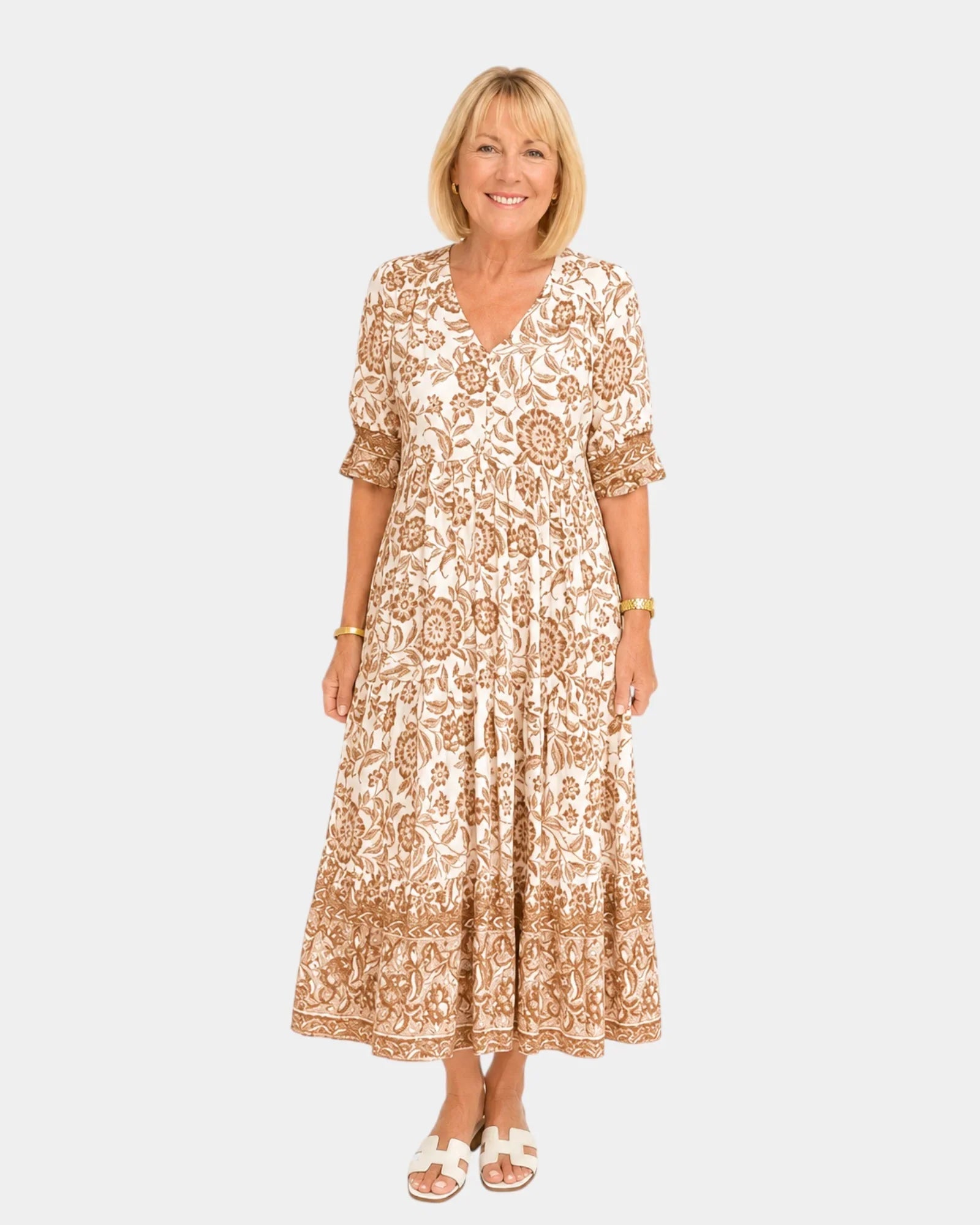 Cosima | Elegant V-Neck Floral Dress