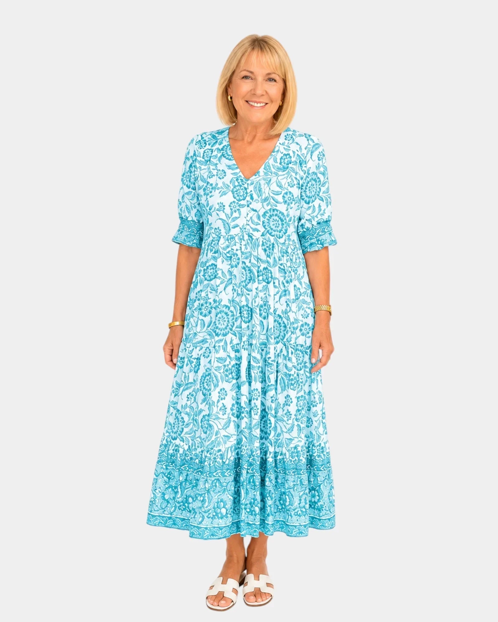 Cosima | Elegant V-Neck Floral Dress