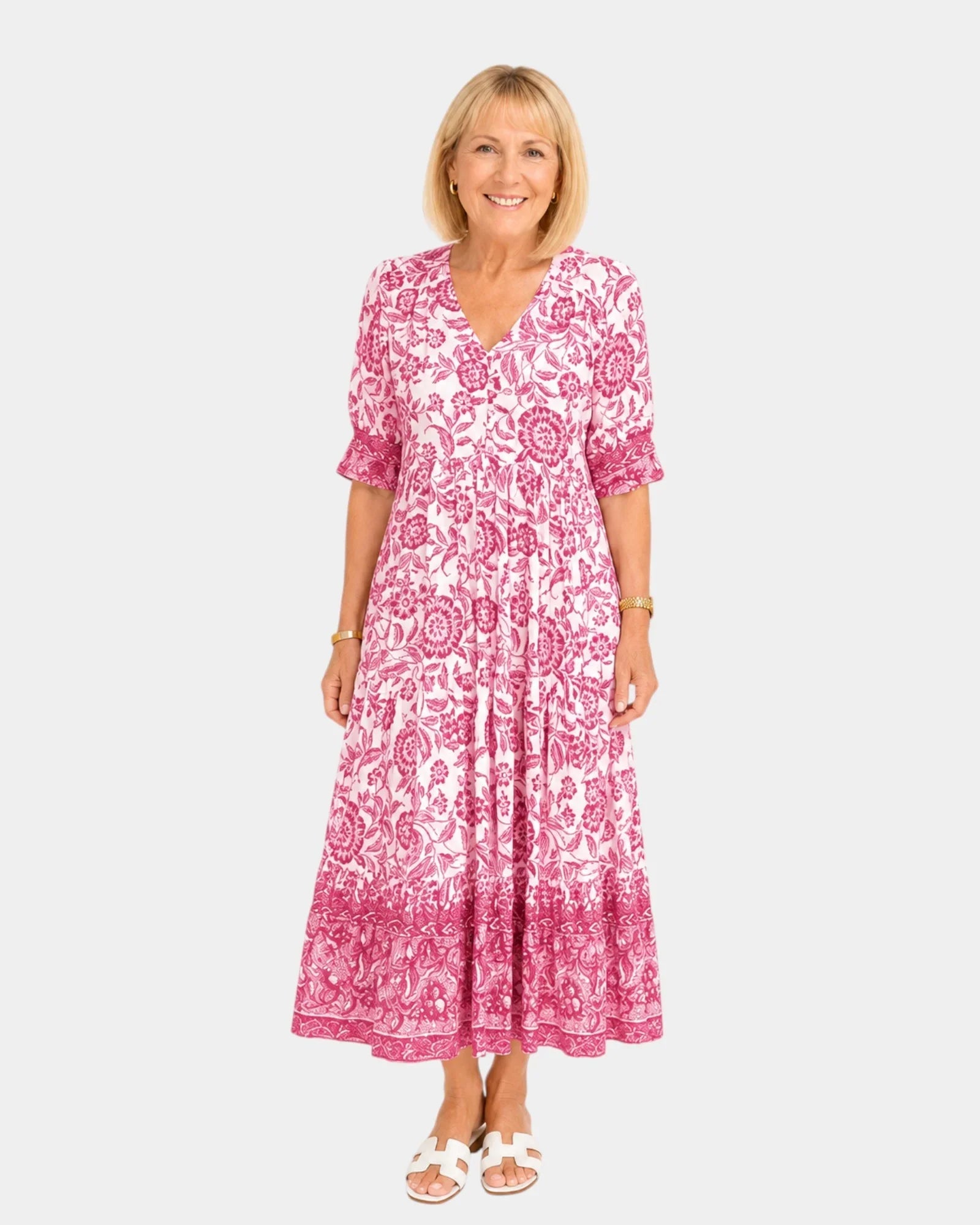 Cosima | Elegant V-Neck Floral Dress