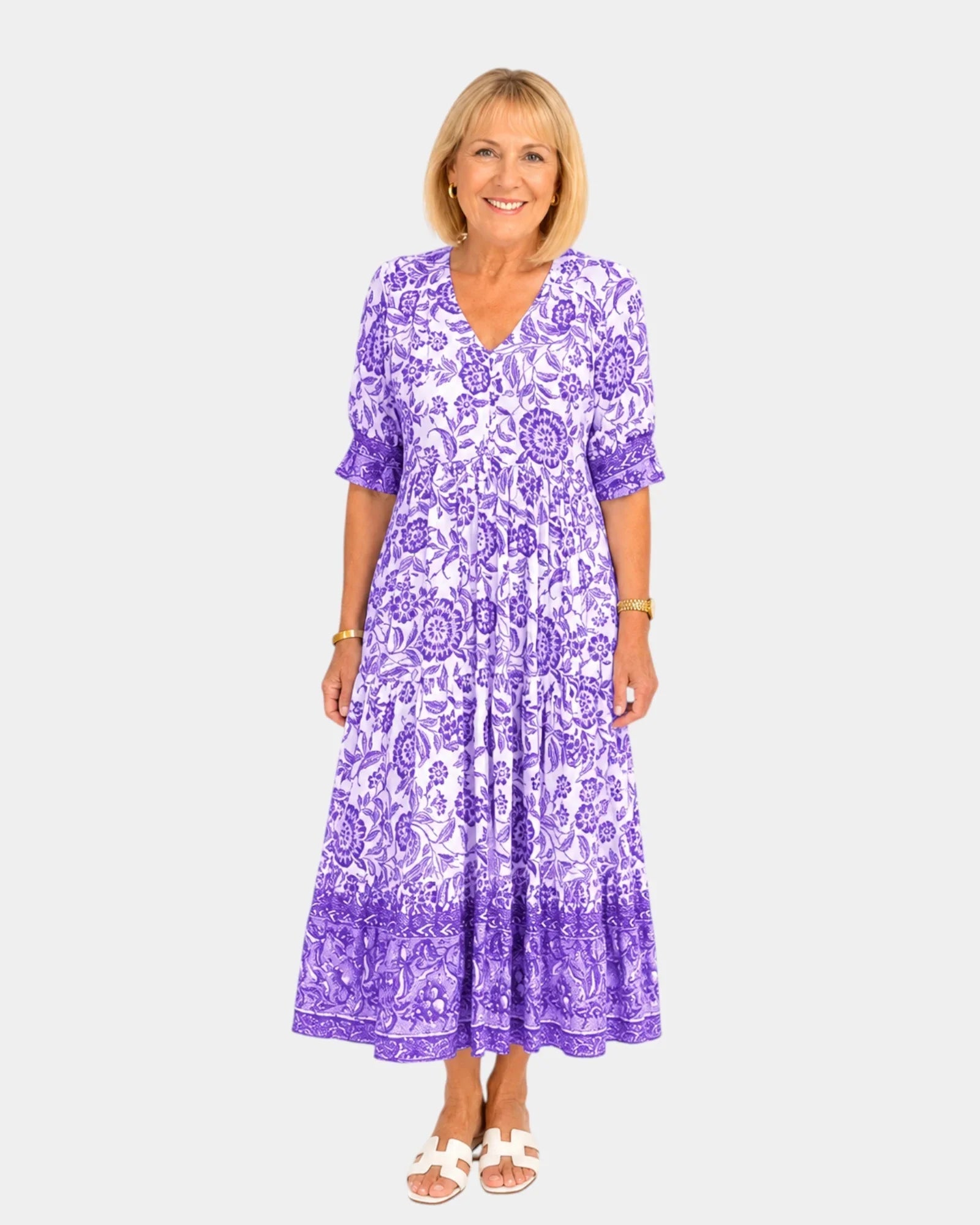 Cosima | Elegant V-Neck Floral Dress