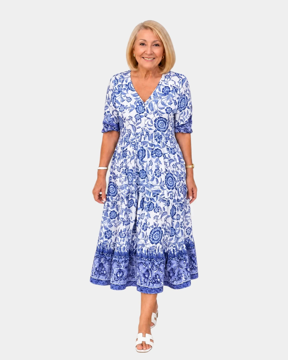 Cosima | Elegant V-Neck Floral Dress