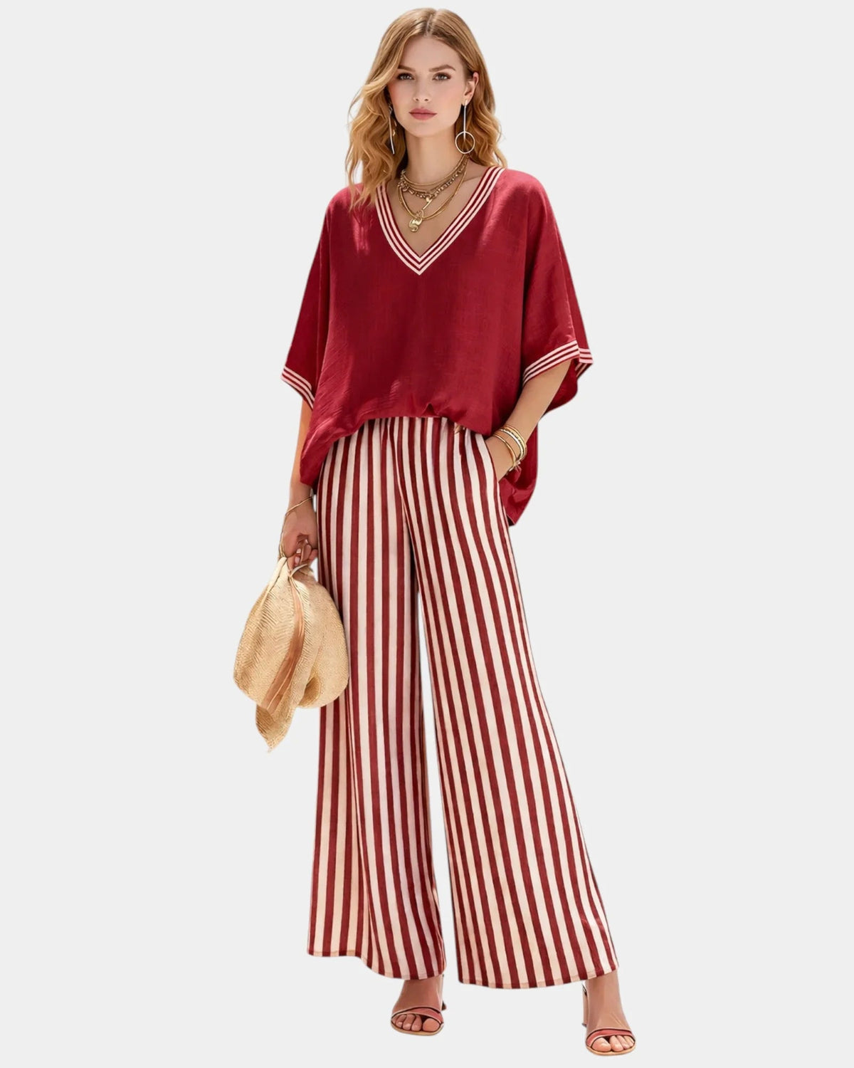 Tristane | Striped trousers and blouse set
