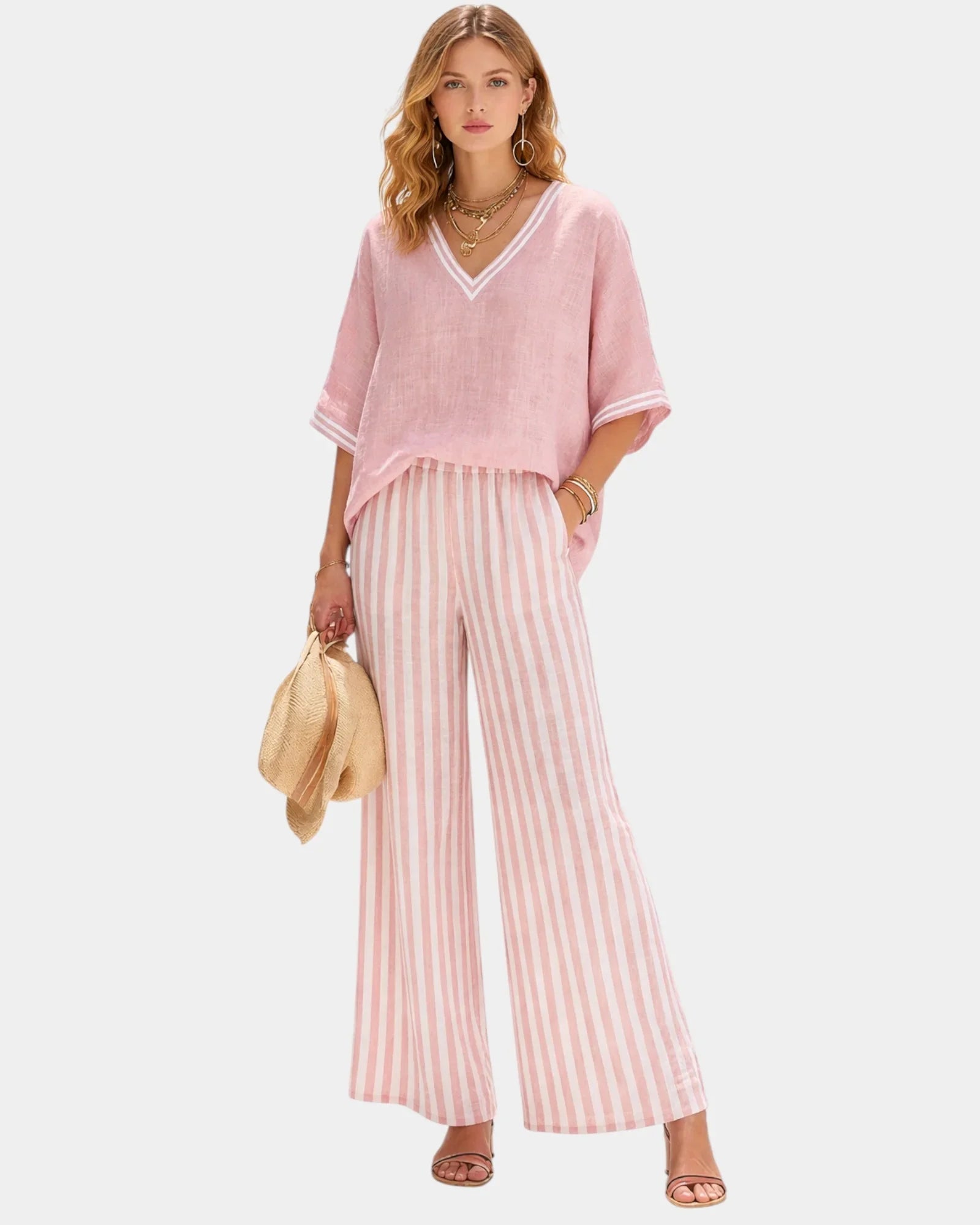 Tristane | Striped trousers and blouse set