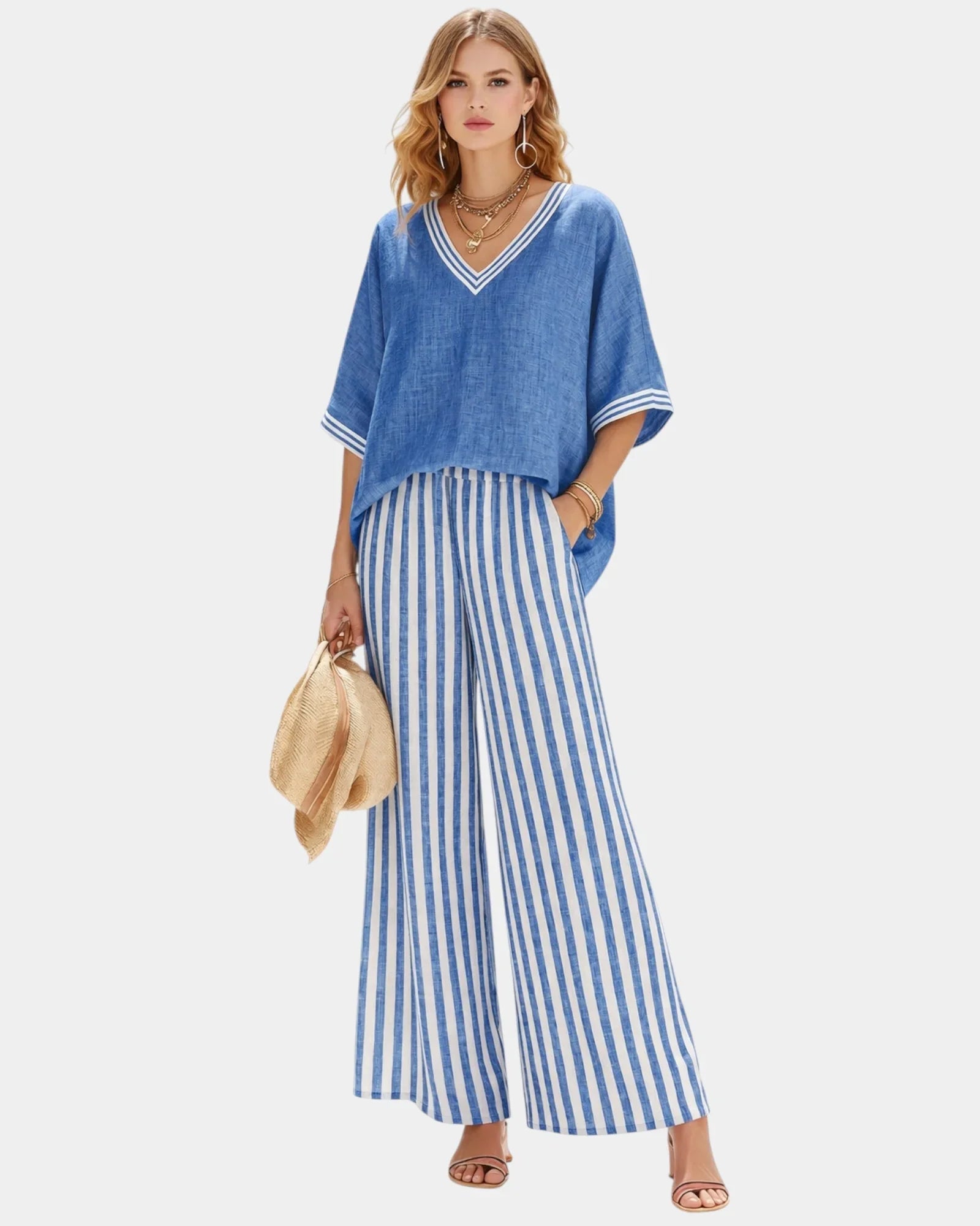 Tristane | Striped trousers and blouse set