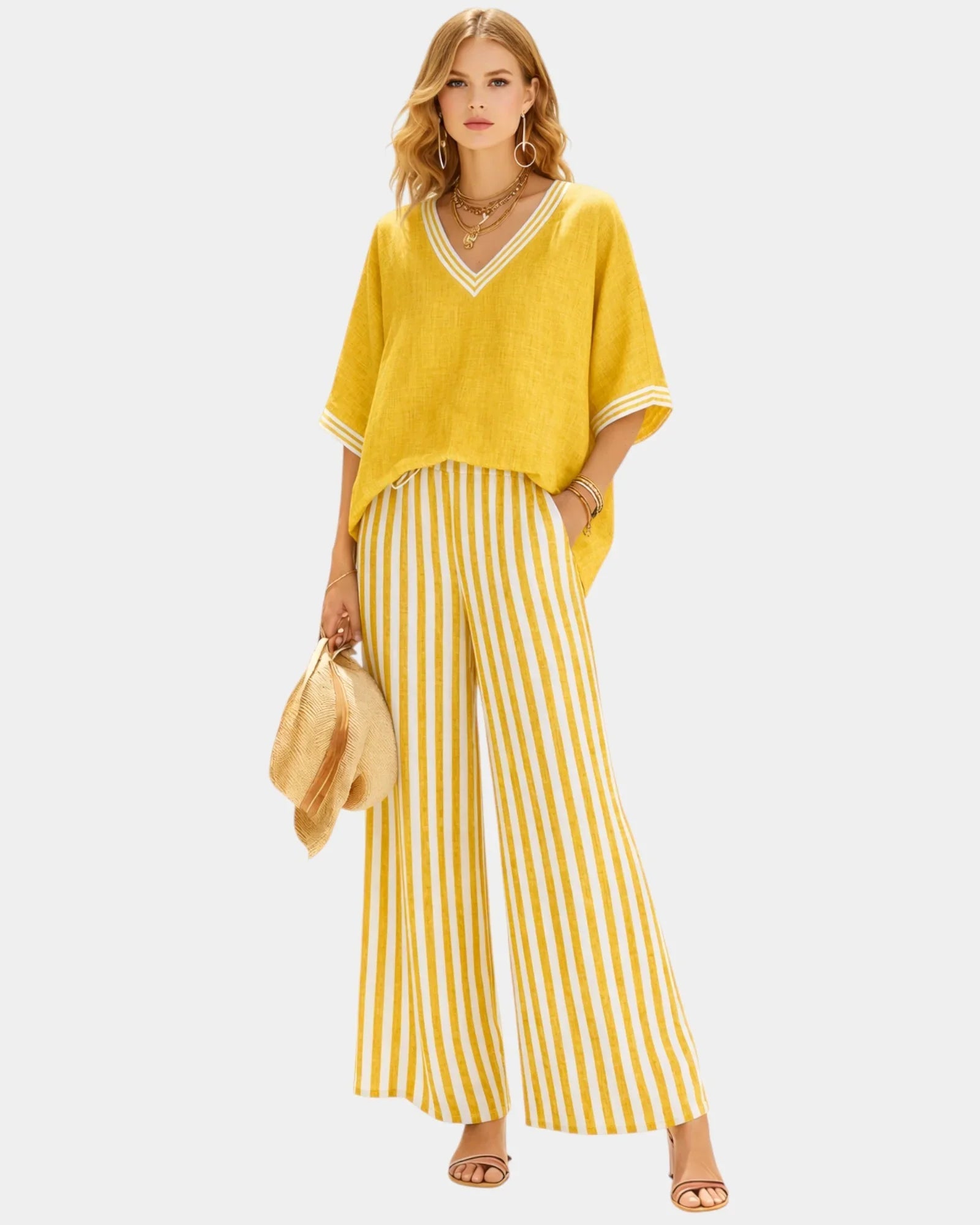 Tristane | Striped trousers and blouse set