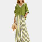 Tristane | Striped trousers and blouse set