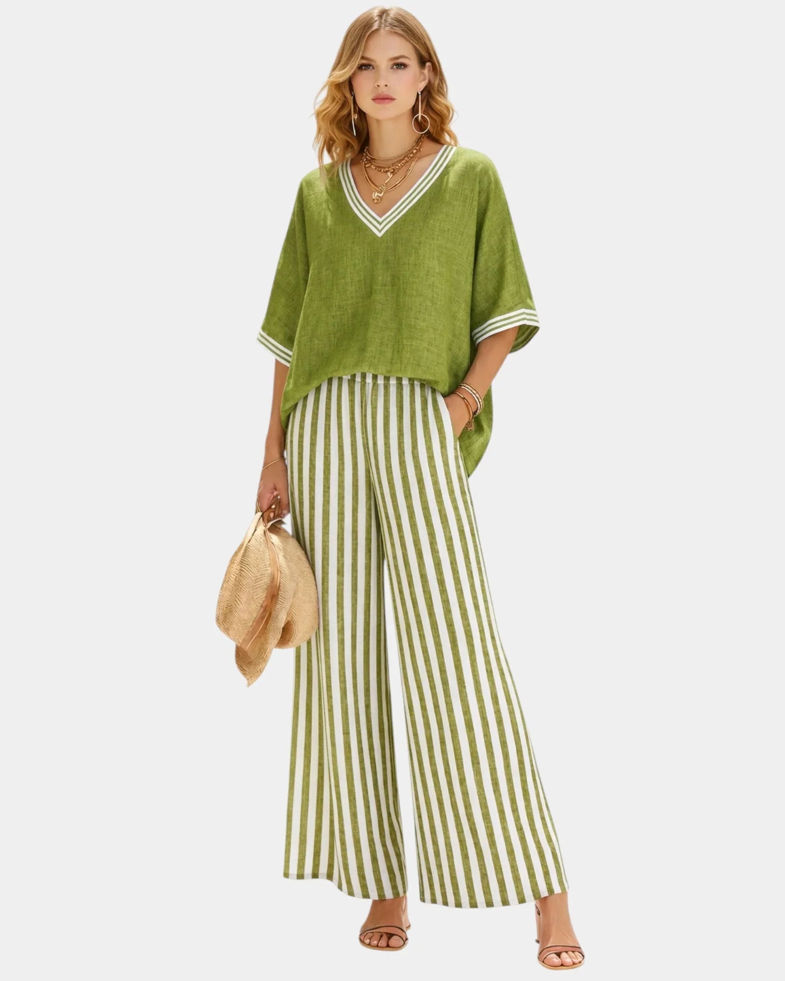 Tristane | Striped trousers and blouse set