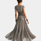 Emeline | Lace Top and Pleated Maxi Skirt Set