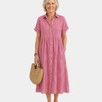 Odelette | Striped button-front midi shirt dress