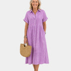 Odelette | Striped button-front midi shirt dress
