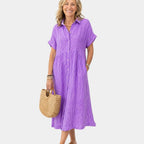 Odelette | Striped button-front midi shirt dress