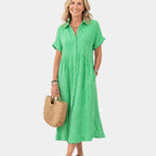 Odelette | Striped button-front midi shirt dress