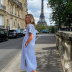 Odelette | Striped button-front midi shirt dress