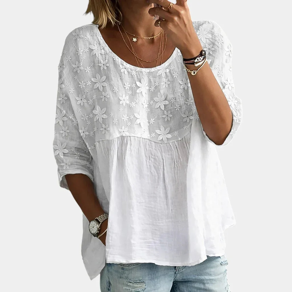 Laure | Embroidered Flower Blouse