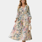 Séraphine | Short-sleeved maxi dress with a V-neck