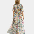 Séraphine | Short-sleeved maxi dress with a V-neck