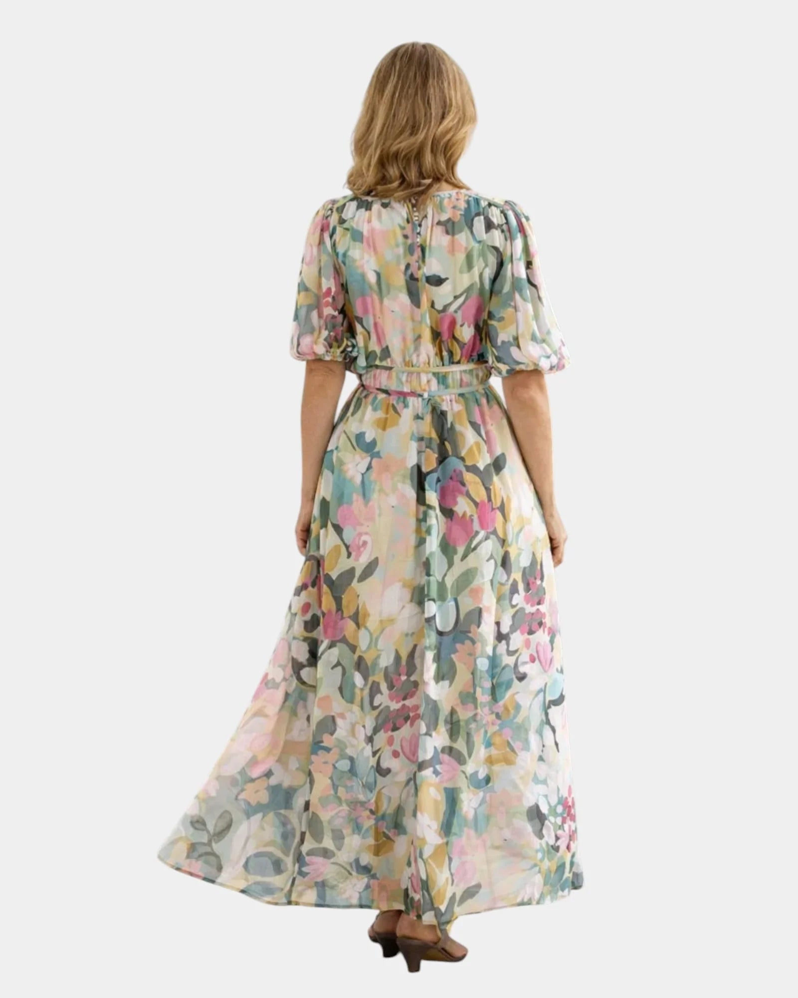 Séraphine | Short-sleeved maxi dress with a V-neck