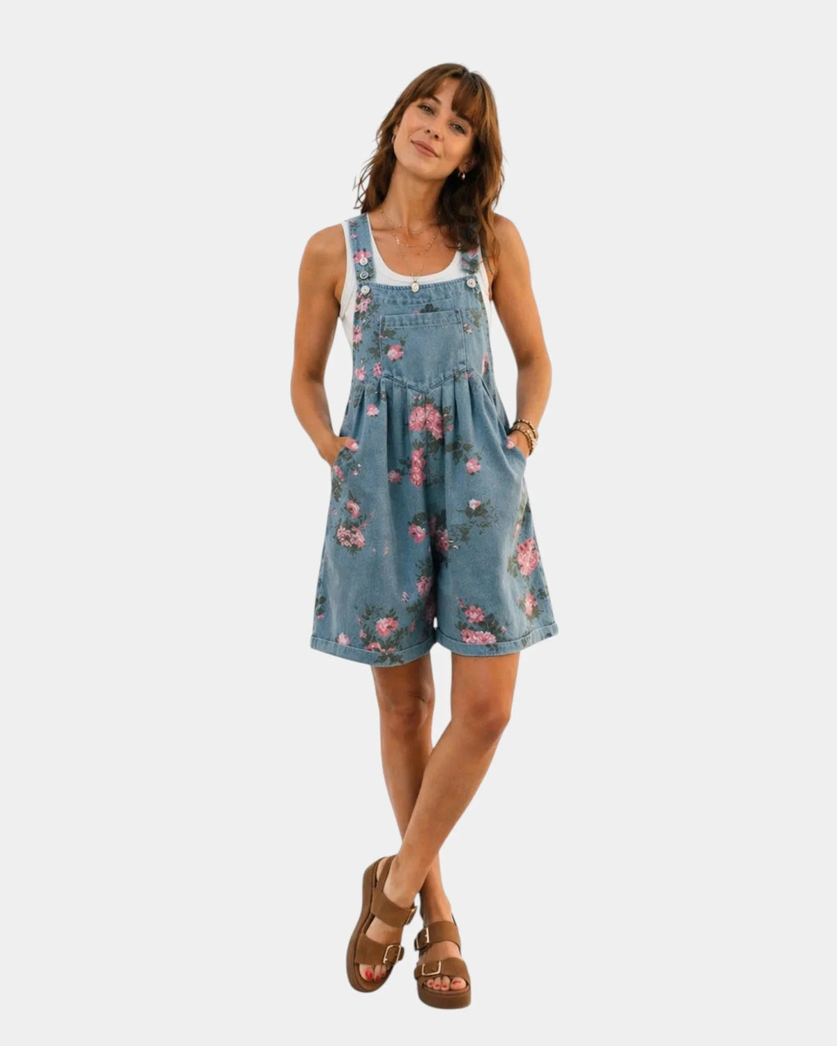 Taniah | Floral Denim Overalls