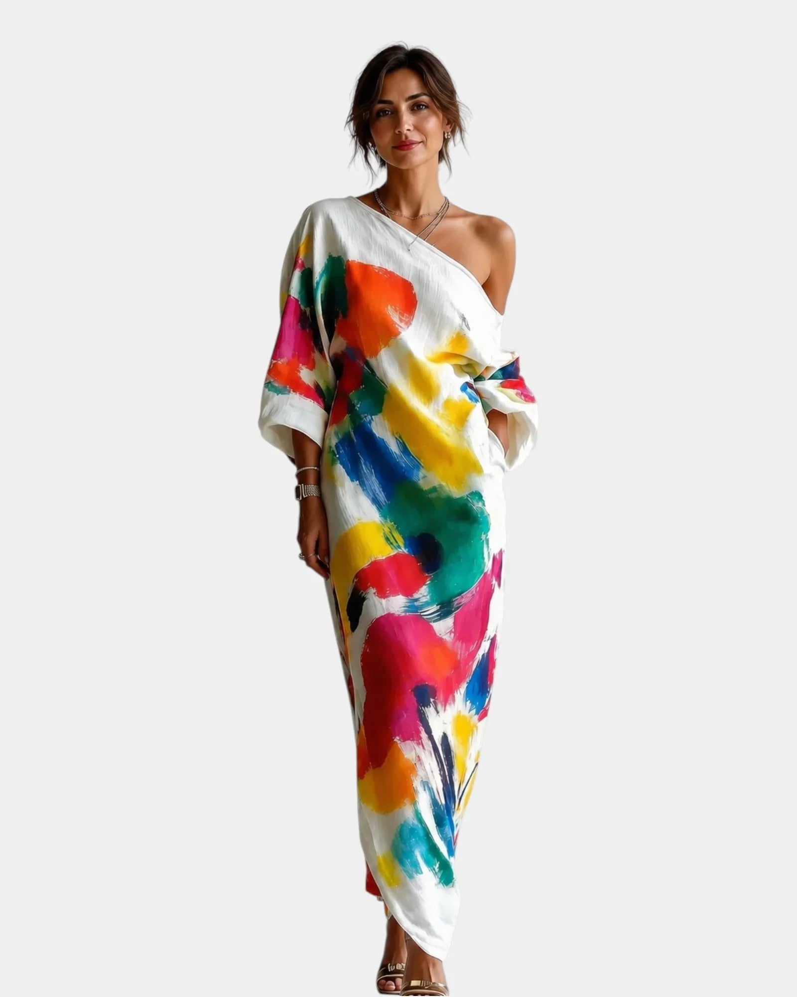 Daisy | Artistic One-Shoulder Maxi Dress