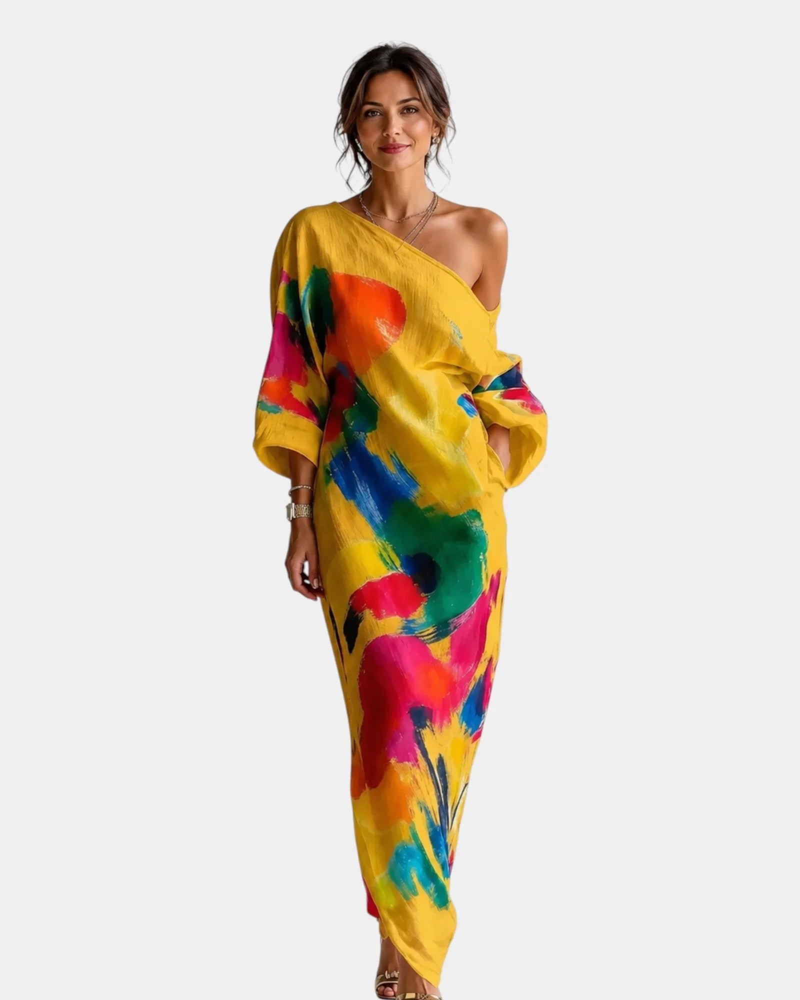 Daisy | Artistic One-Shoulder Maxi Dress