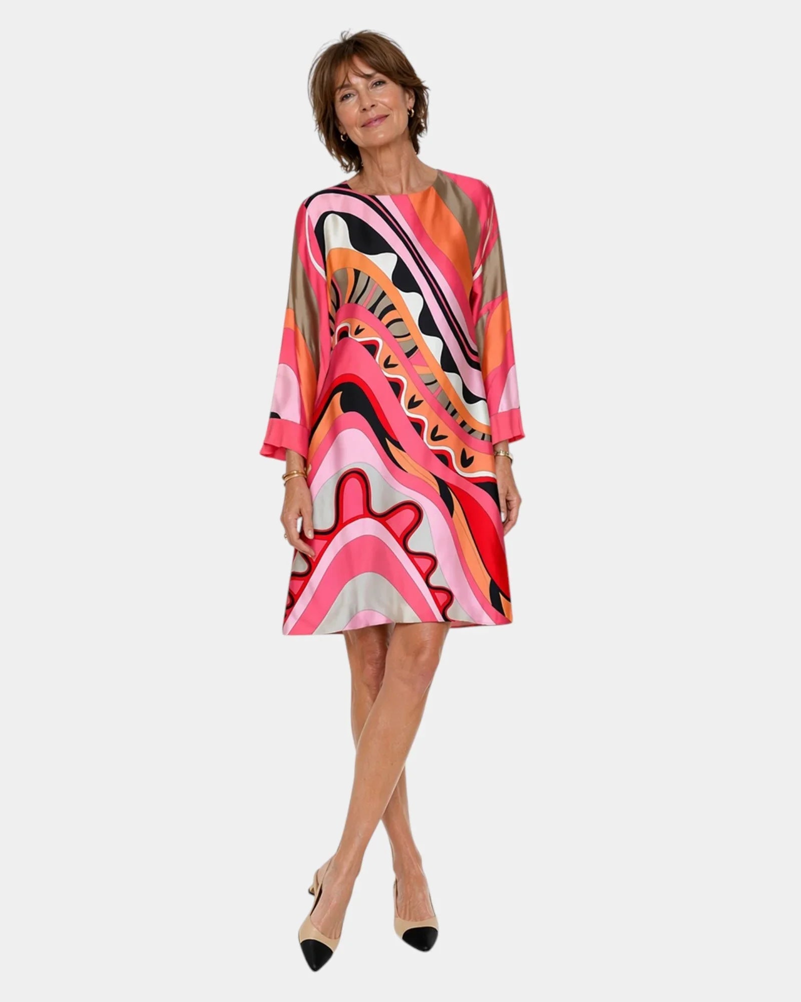 Almond | Elegant summer dress that conceals the midriff