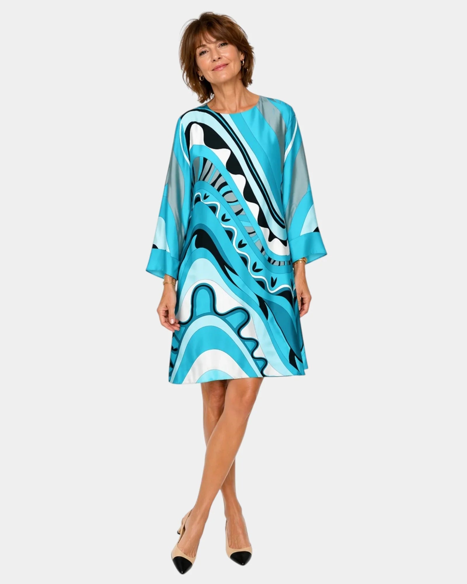 Almond | Elegant summer dress that conceals the midriff