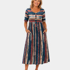 Wendoline | Elegant striped midi dress
